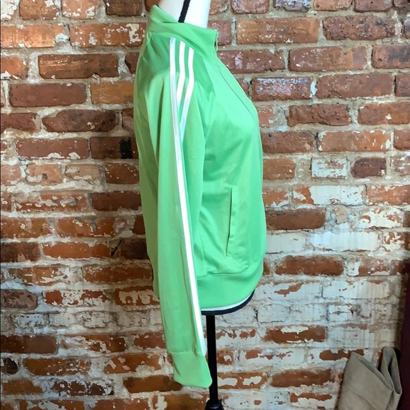 Adidas 3 Stripes Zip Up Jacket Lime Grn/wht NWT M - Picture 3 of 8